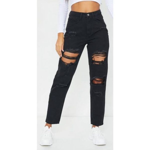 Distressed Mom Fit Denim