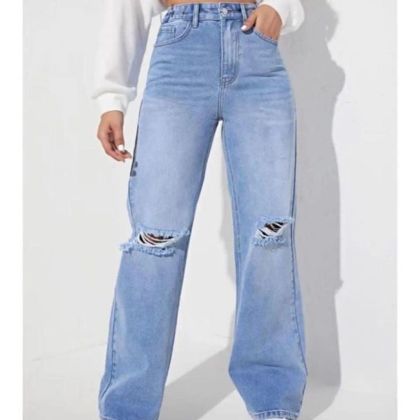 Whisker Ripped Denim Jeans