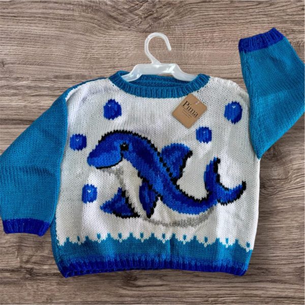 Boys white and Blue sweater - Whale