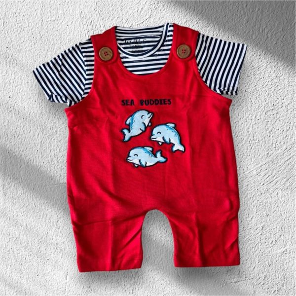 Leo Cubs Rompers-Red